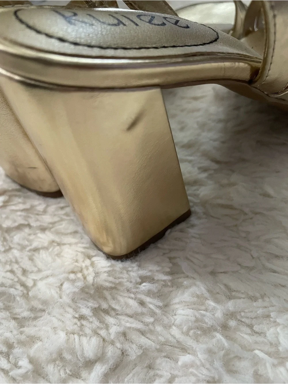 Gold Strappy Block Heel Sandals - Women - Picture 16 of 16